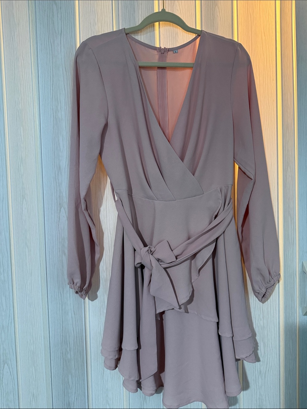 Women's Mauve Wrap Dress with Belt